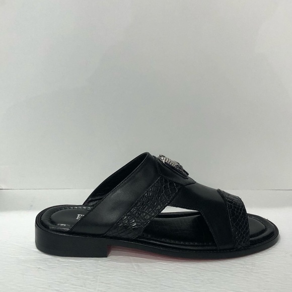 Fennix Italy sandal black leather calf/alligator
